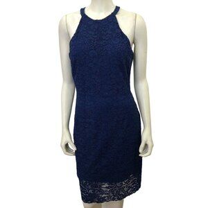 CREMIEUX SHEATH HALTER‎ LACE NAVY DRESS SIZE 6